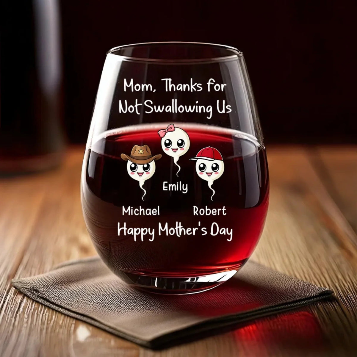 Mom I Love You Everyday - Personalized Wine Glass - Gift For Mom, Mother's Day, Birthday Gift