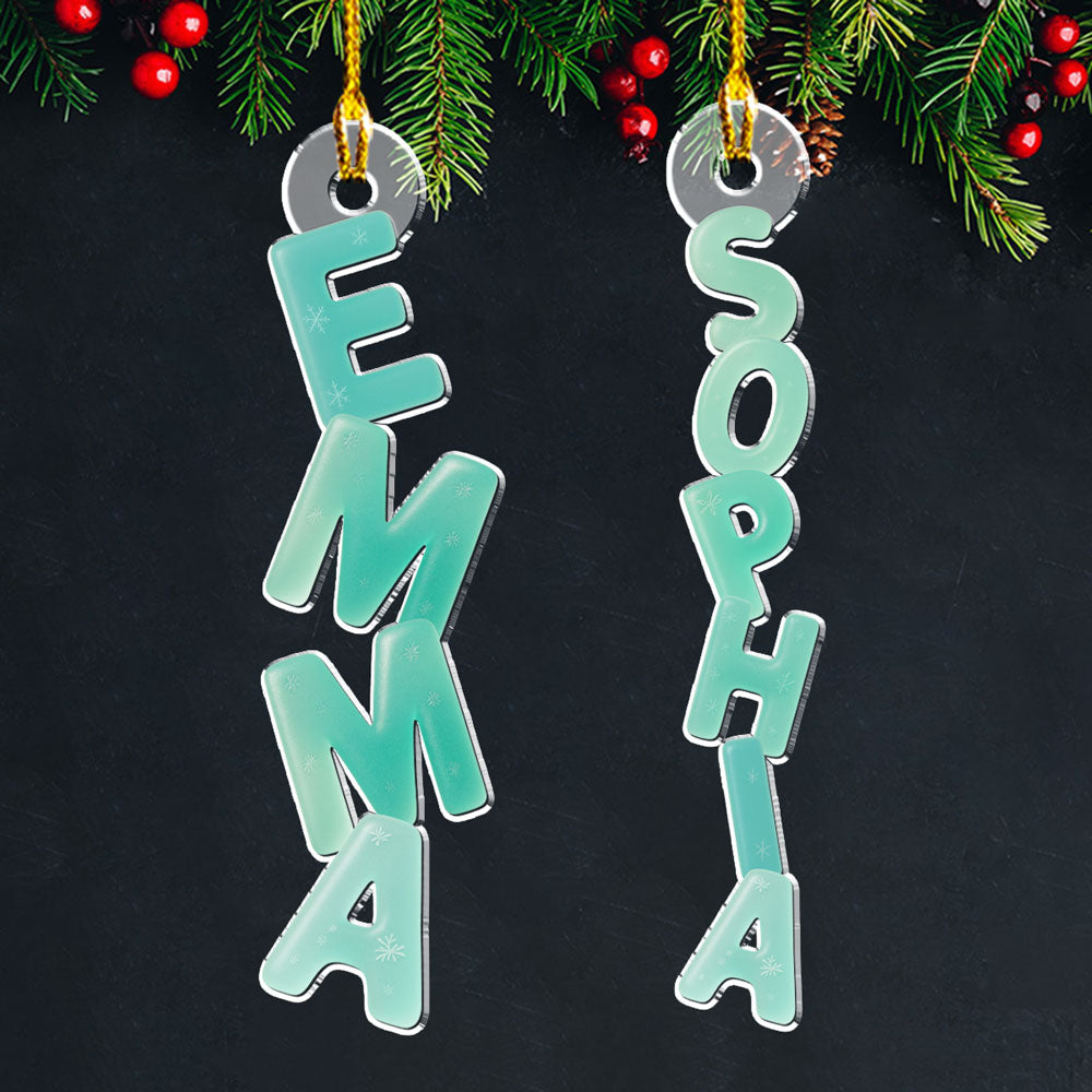 Sea Glass Letters Custom Name - Personalized Acrylic Ornament - Christmas Gift For Family, Sisters, Friends