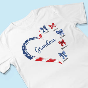 Proud American Grandma Mom Heart Bow - Personalized Acrylic Keychain - 4th Of July Gift For Mom Grandma