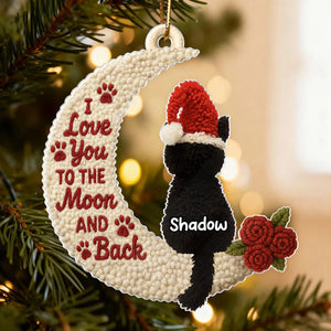 Love My Cats to the Moon and Back Faux Yarn Effect - Personalized Acrylic Ornament - Christmas Gift for Cat Lovers