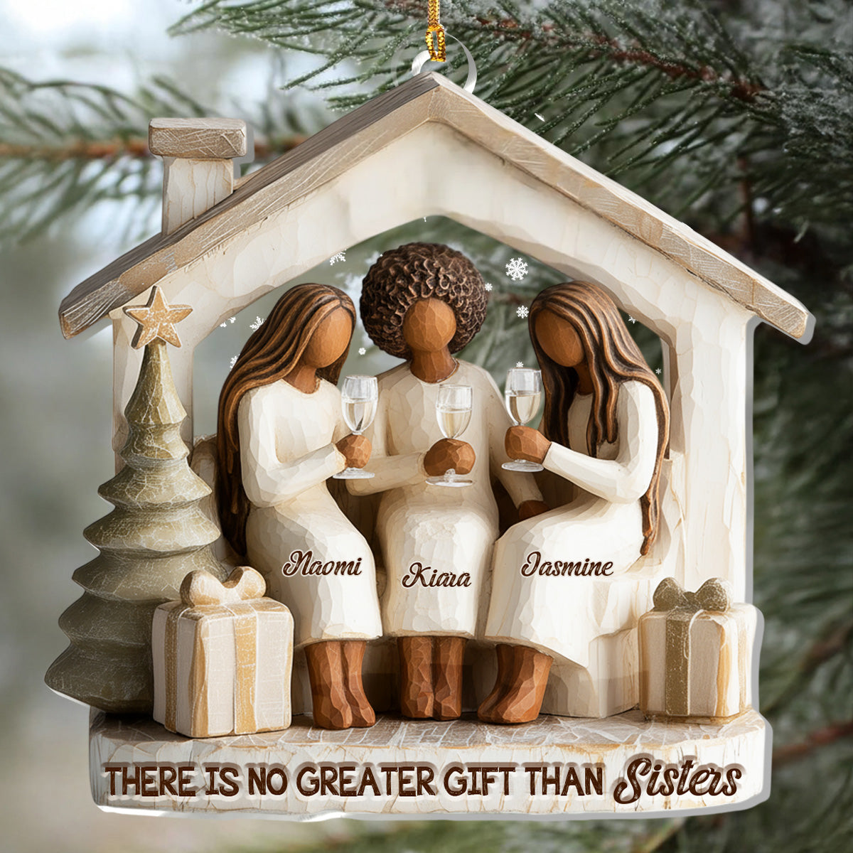 There Is No Greater Gift Than Sisters - Personalized Acrylic Ornament - Christmas Gift For Sister