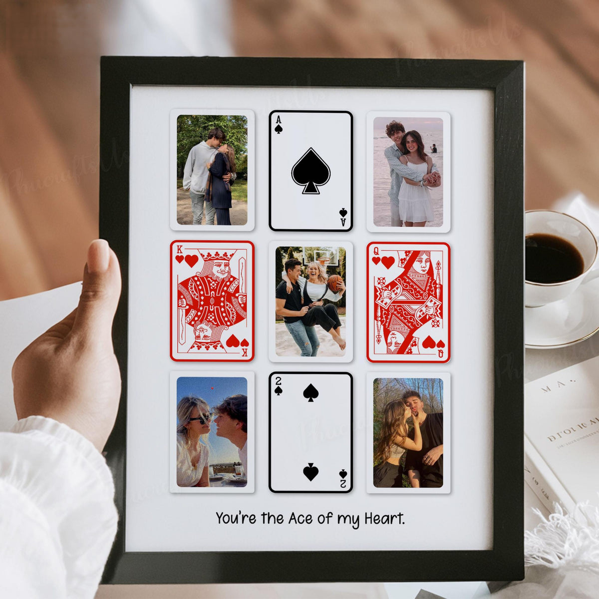 Personalized Photo Collage Canvas, Custom Valentines Day Gift For Boyfriend, Playing Card Photo Collage, Custom Playing Cards Gift For Him