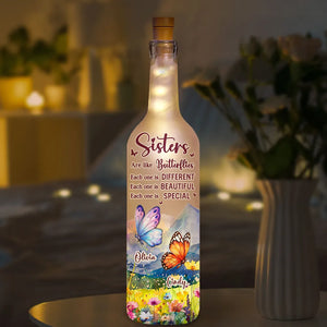 Sisters Are Like Butterflies - Personalized Bottle Lamp - Christmas, Birthday Gift For Sisters, Besties