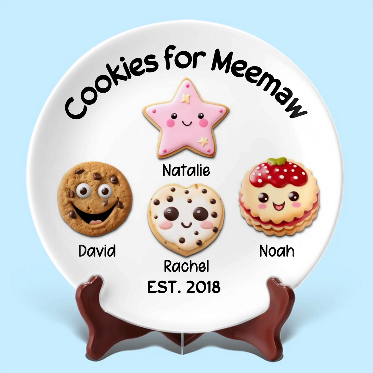 Cookies For Mom Grandma - Personalized Ceramic Plate - Gift For Mom, Grandma, Christmas or Birthday Gift