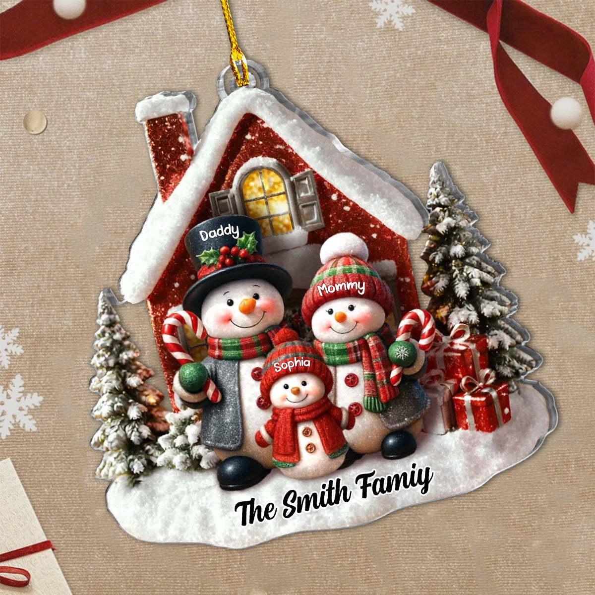 Hearts Stay Together - Personalized Acrylic Ornament - Christmas Birthday Gifts For Mom, Dad, Kids