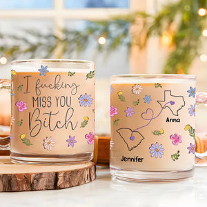 I Miss You Bestie Glass Mug, Personalized Best Friend Gift, Custom Bestie Mug, Long Distance