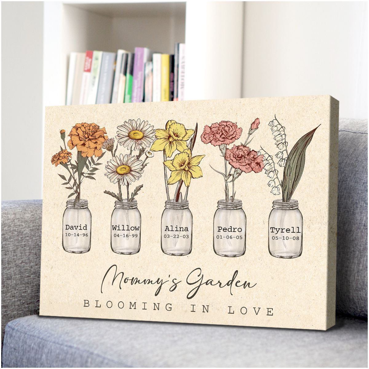 Mommy's Garden Blooming Love - Personalized Canvas - Gift For Mom, Grandma, Mother's Day, Birthday Gift