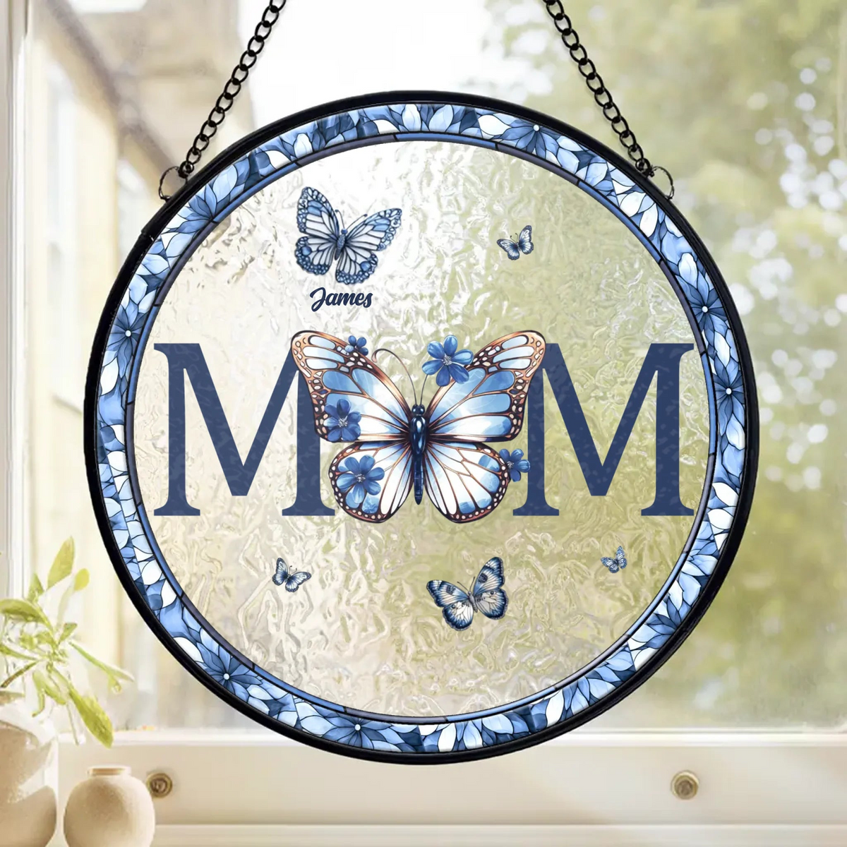 Mom Your Love Like A Butterfly - Personalized Suncatcher Stained Glass - Gift For Daughter On Mother's Day