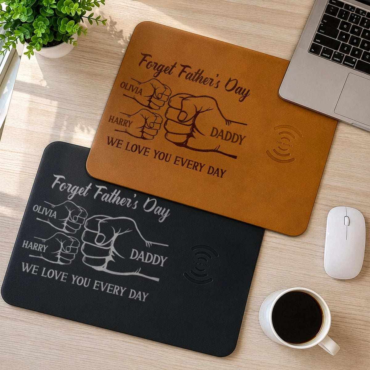 Forget Father's Day We Love You Everyday - Personalized wireless Charging Mat - Gift For Dad Grandpa, Father's Day Gift