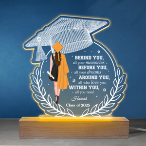 Before You All Your Dreams - Personalized 3D LED Light Wooden Base - Graduation Gift For Daughter From Mom Dad