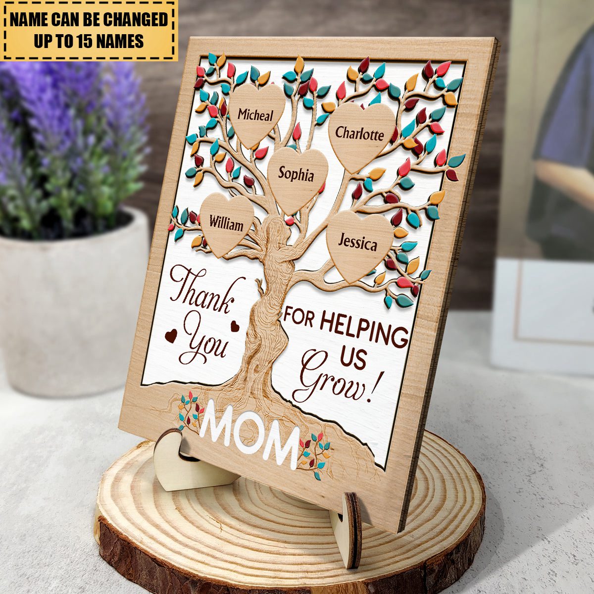 Mom Thank You For Helping Us Grow - Personalized Picture Frame - Gift For Mom, Mother's Day, Birthday Gift