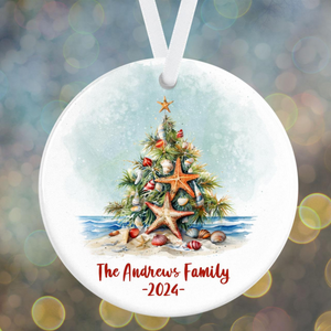 Tropical Family Christmas Ornament, Personalized Holiday Ornament, Beach Christmas Ornament, Starfish Ornament