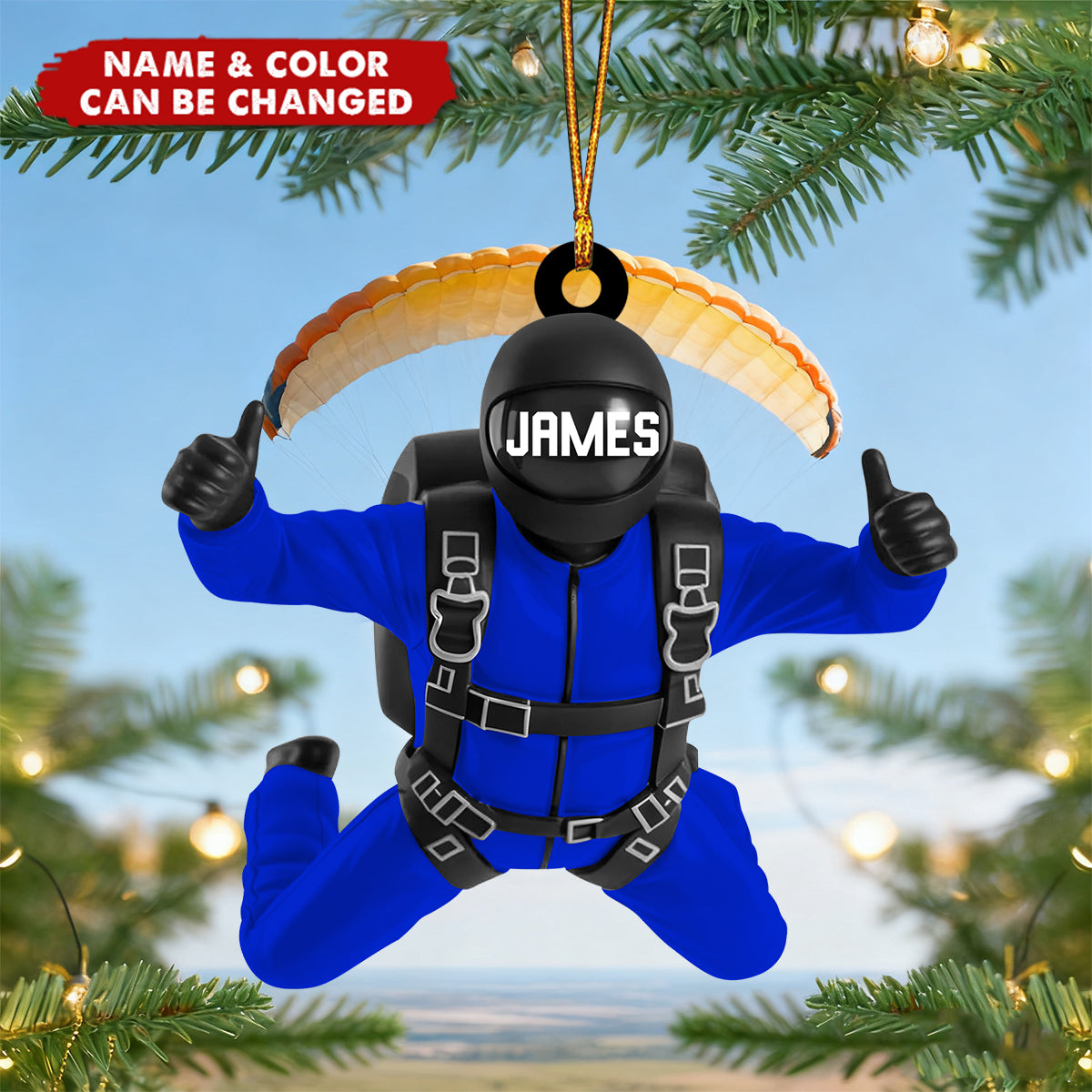 Sky Diving Personalized Christmas Acrylic Ornament