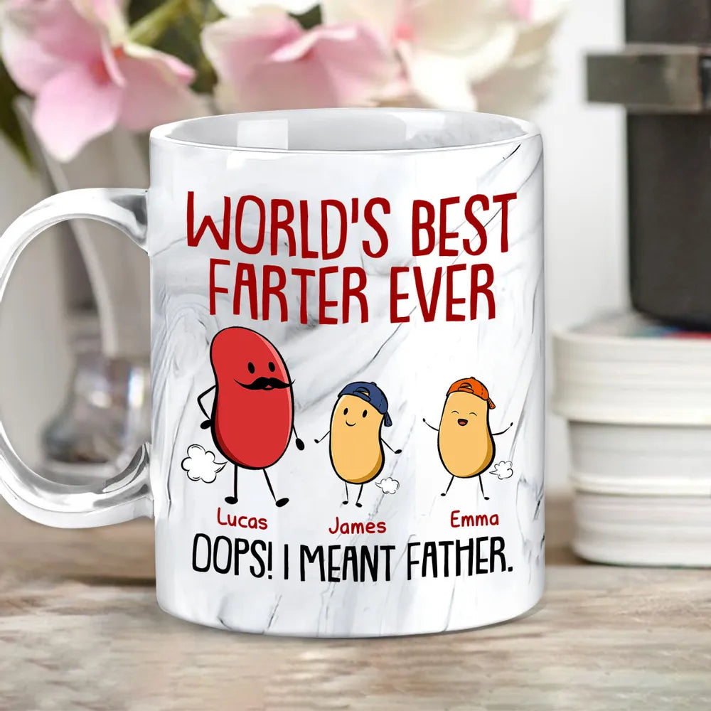 World's Best Father Ever - Personalized Marble Mug - Gift For Dad, Papa, Father's Day Gift