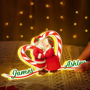 Santa Couple Growing Old Together - Personalized Light Box - Christmas Gift For Couples