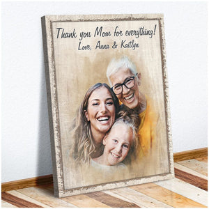 Thank You Mom For Everything - Personalized Canvas - Gift For Mom, Mother's Day, Birthday Gift