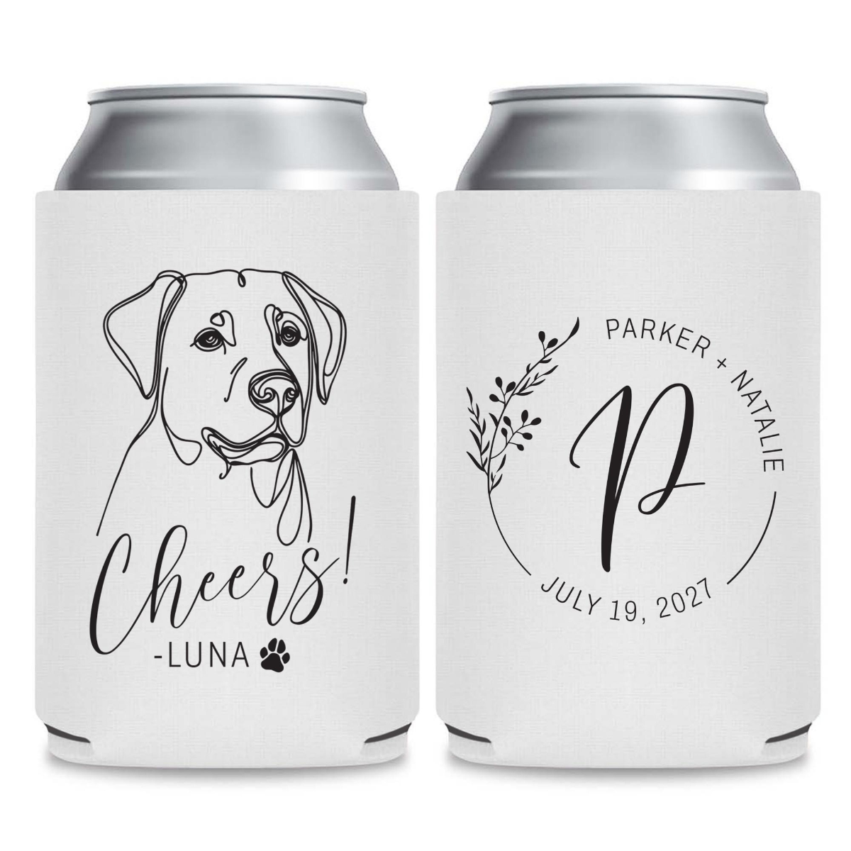 Custom Pet Can Cooler, Personalized Can Cooler Wedding Favors, Pet Wedding Favors, Pet Wedding Can Coolers