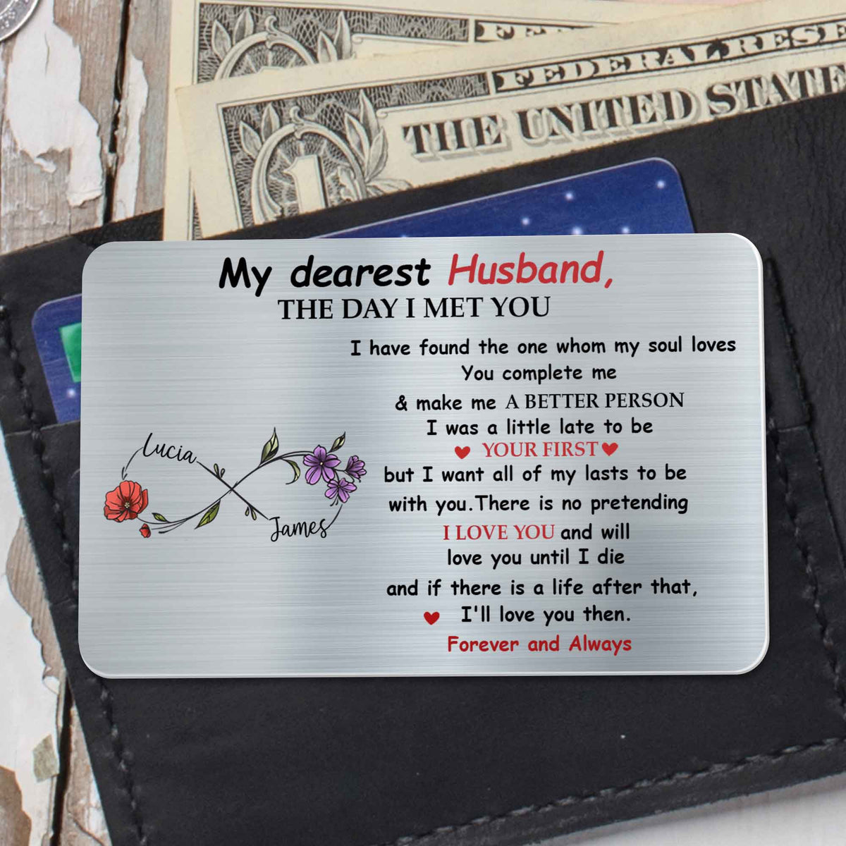 My Dearest Husband, The Day I Met You, Personalized Wallet Card, Gift For Husbands, Valentine's Day Gift