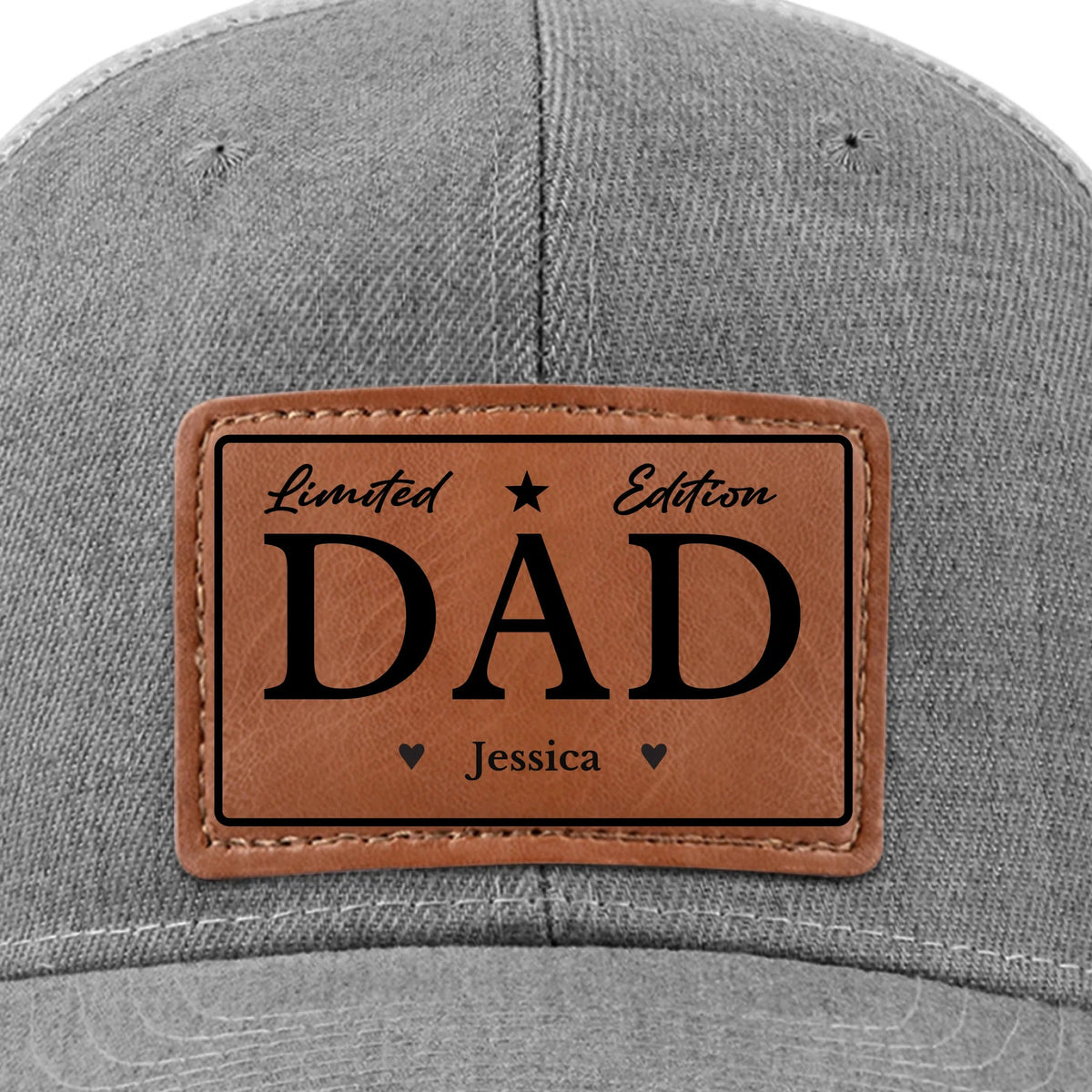 Limited Edition Dad Papa - Personalized Leather Label Net Hat - Gift For Dad, Grandpa, Father's Day Gift