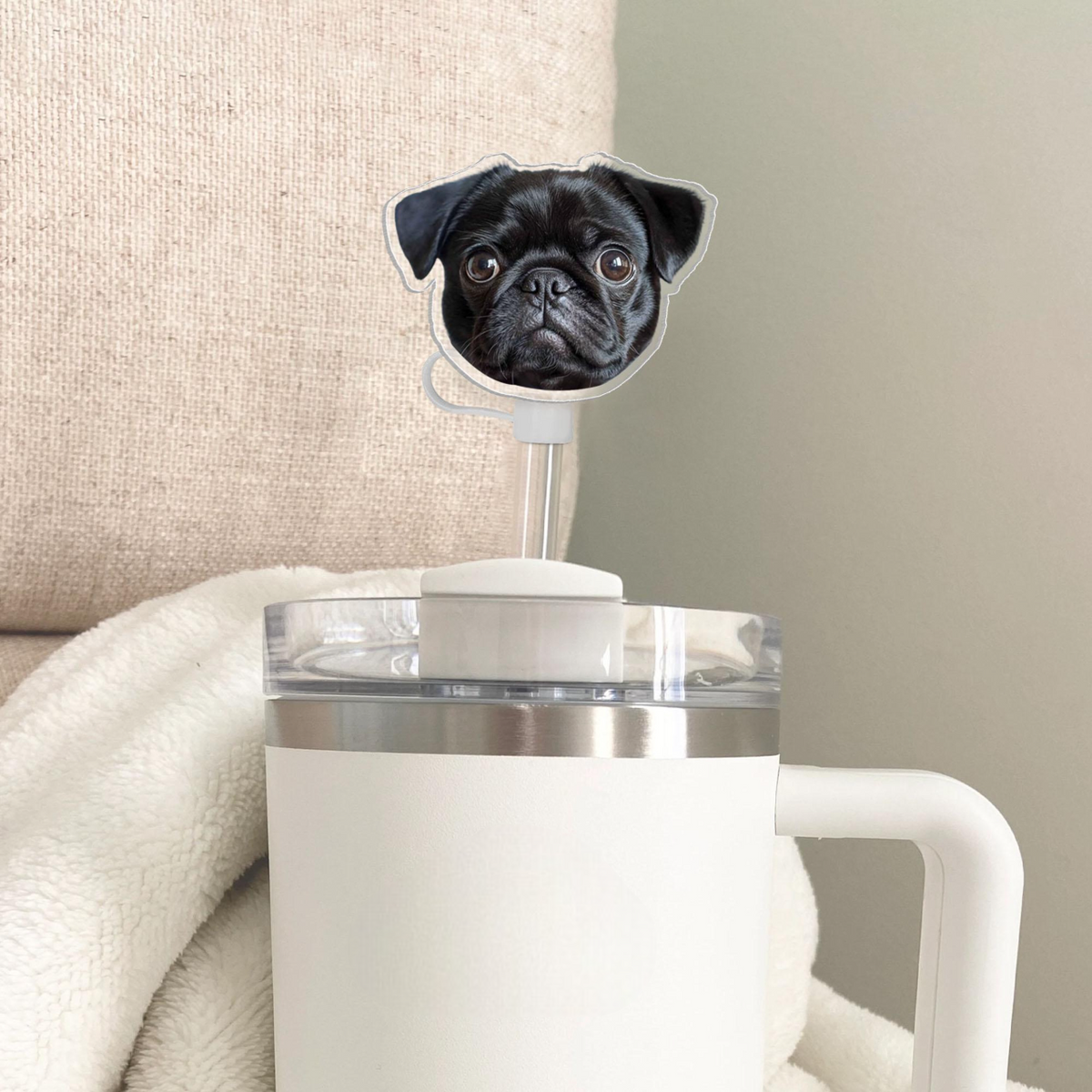 Personalized Gift For Dog Mom Cat Mom, Topper Straw Topper With Dog Cat Photo, Custom Dog Cat Head Cup Straw Cover, Dog Mom Cat Mom Gift