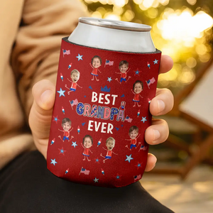 Custom Photo Stars & Stripes Best Dad Ever - Personalized UV Printed Cup Cover - Gift For Dad, Papa, Father's Day Gift