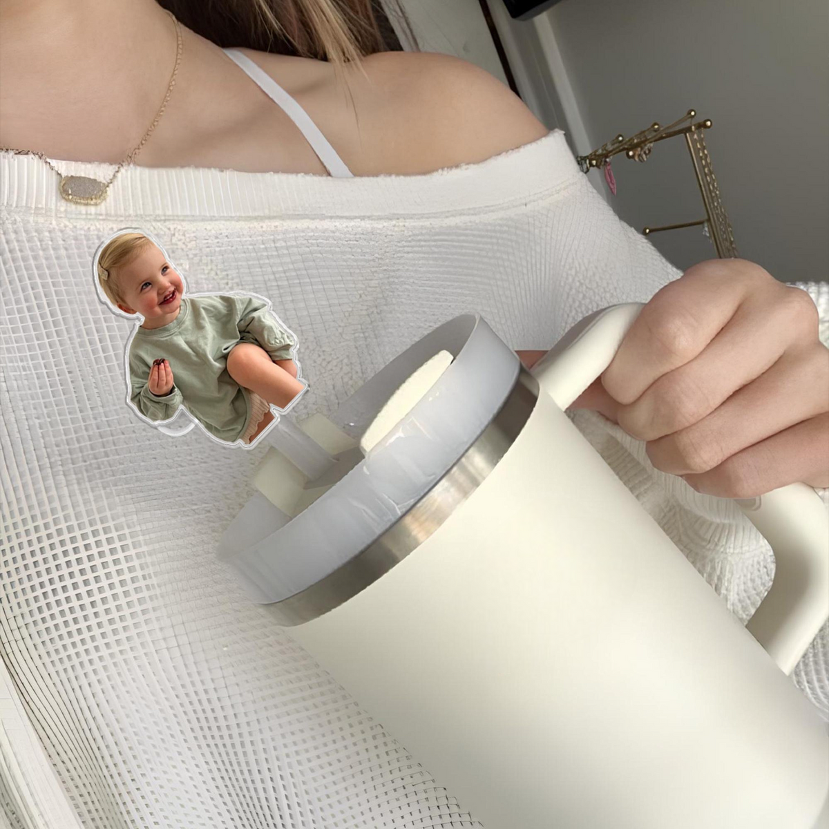 Personalized Gift For Mom Grandma, Custom Kids Photo Straw Topper, Cup Straw Cover, Gift For Grandma, Nana