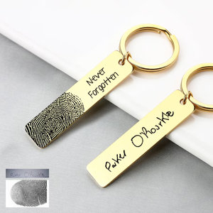 Actual Handwriting Keychain Custom Fingerprint Keychain, Personalized Father's Day Gift, Memorial Gift