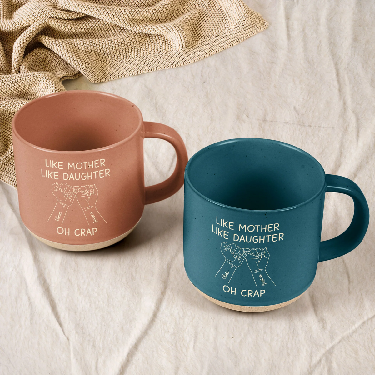 Like Mother Like Daughter Oh Crap - Personalized Pottery Mug - Mother's Day, Birthday Gift For Mom, Mother