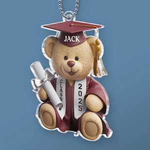 Graduation Bear - Personalized Car Ornament - Graduation Gift For Friends, Sisters, Besties