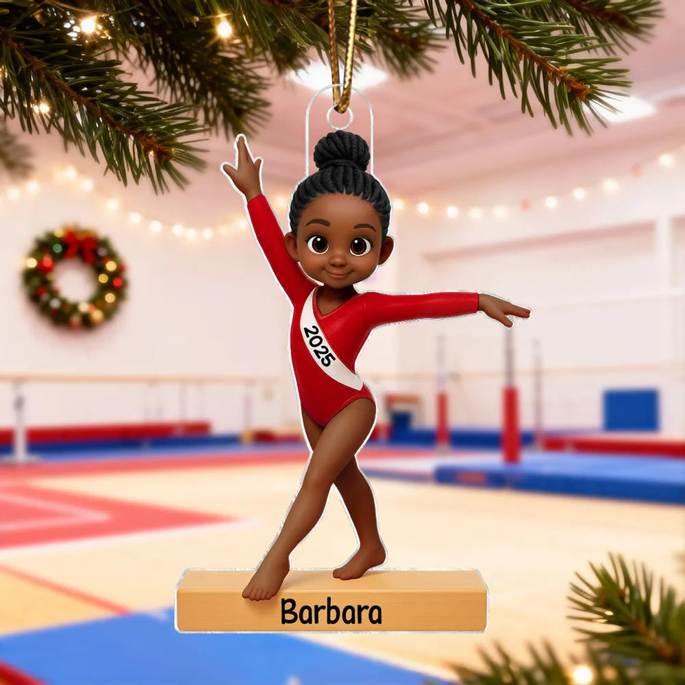 3D Effect Gymnastic Girl - Personalized Acrylic Ornament - Christmas Gift For Kid Girl