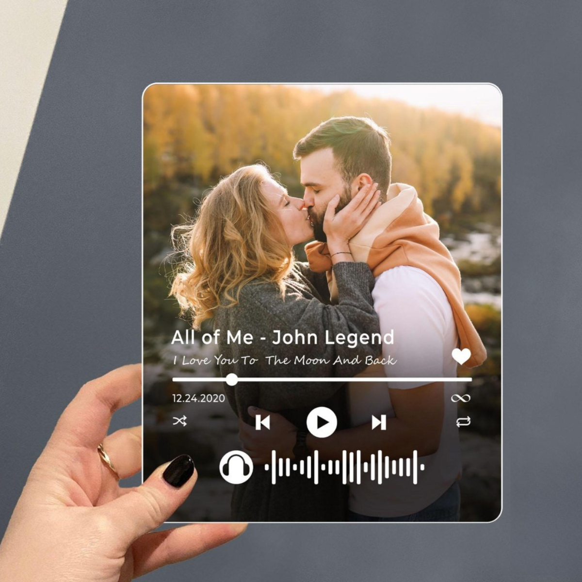 Custom Your Favorite Song Upload Full Photo - Personalized Desk Name Plate Night Light - Gift For Couple