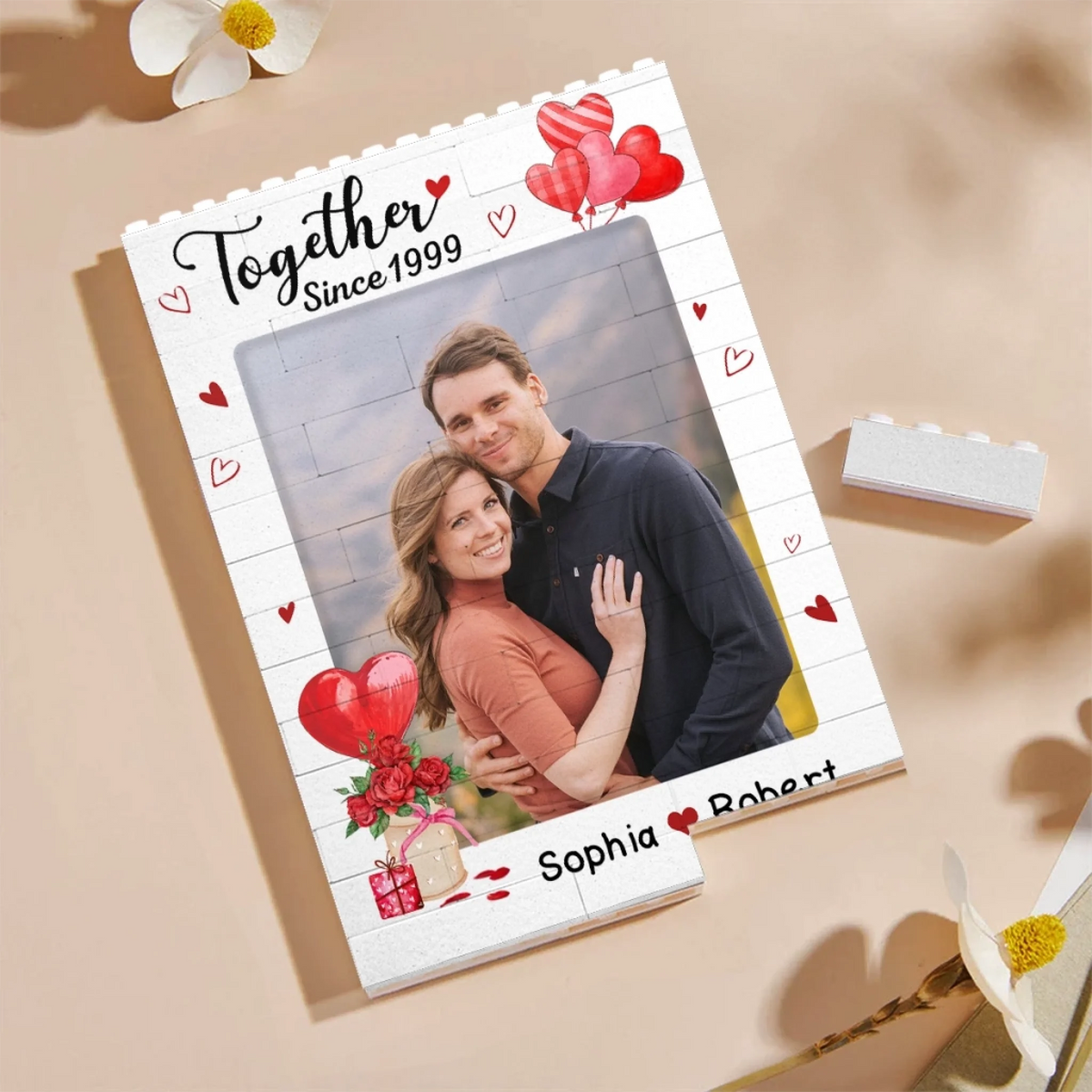 Together Forever Custom Couple Photo - Personalized Building Block Puzzle - Anniversary Gift, Valentine's Day Gift For Couple