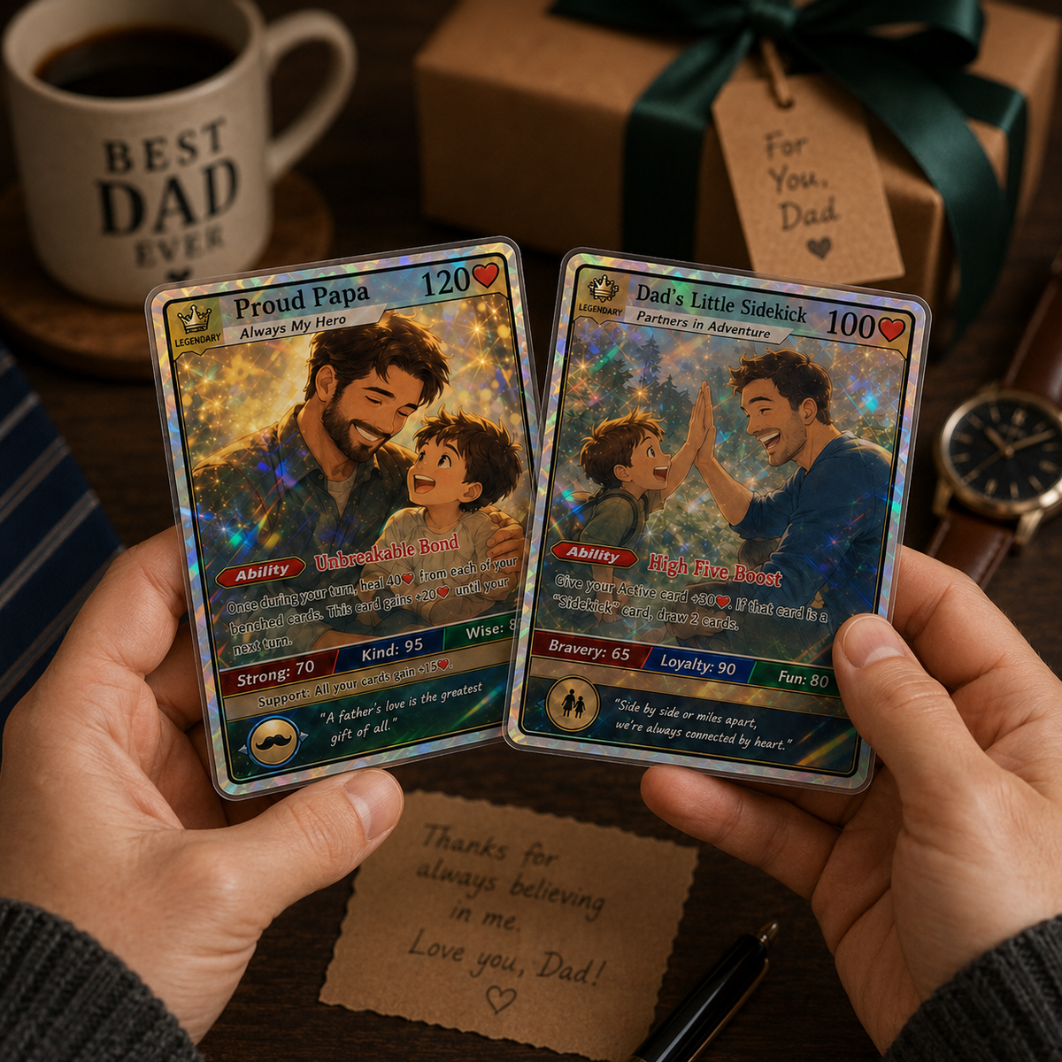 Personalized Father & Son Trading Card Gift Unique Father s Day Gift for Dad, Custom Keepsake Card for Father