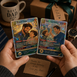 Personalized Father & Son Trading Card Gift Unique Father s Day Gift for Dad, Custom Keepsake Card for Father