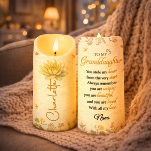 To My Granddaughter You Stole My Heart, Personalized LED Flameless Candle, Gift For Granddaughter