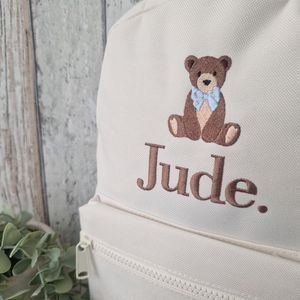 Personalised Teddy Bear Backpack, Cute Bear Embroidered Bag, Back to School, Nursery Teddy Bag, Toddler Backpack