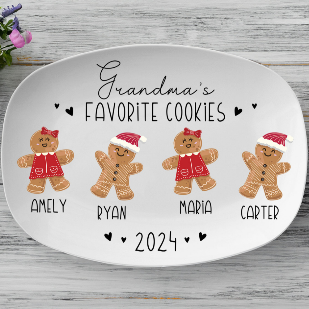 Grandma's Favorite Cookies - Personalized Christmas Platter - Christmas Gift For Grandma
