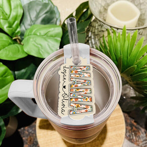 Personalized Mama With Kids Name Tumbler Name Tag, Tumbler Lid Mama Plate Topper, Mom Tumbler Lid Tag, Gift For Mom