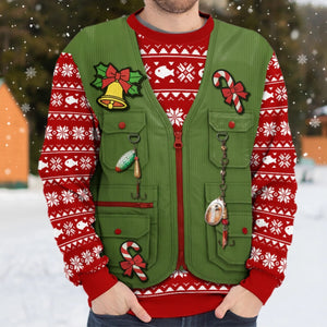 Merry Fishmas Custom Photo - Personalized Ugly Sweatshirt - Christmas Gift For Fishing Lovers