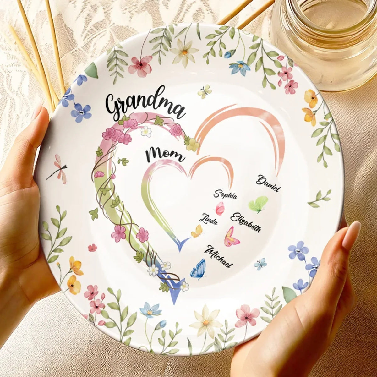 From Mom To Grandma - Personalized Ceramic Plate - Mother's Day, Gift For Mom, Grandma