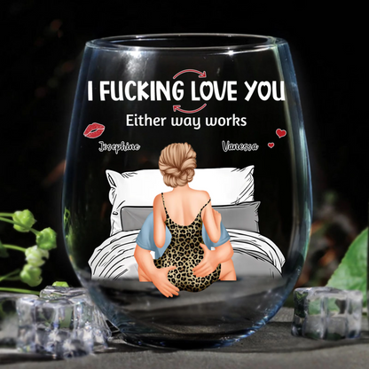 I Love You This Valentine - Personalized Wine Glass - Anniversary Gift, Valentine's Day Gift For Couple