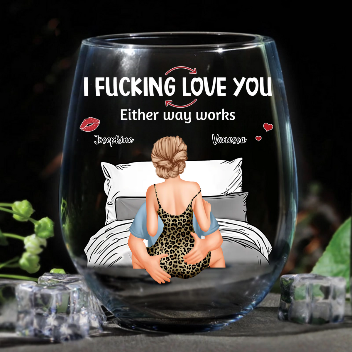 I Love You This Valentine - Personalized Wine Glass - Anniversary Gift, Valentine's Day Gift For Couple