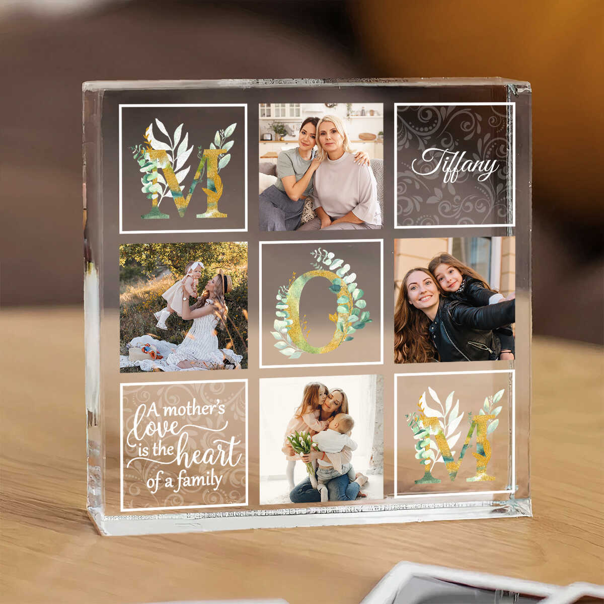 A Mother's Love Is The Heart Of A Family - Personalized Acrylic Plaque - Gift For Mom, Mother's Day, Birthday Gift