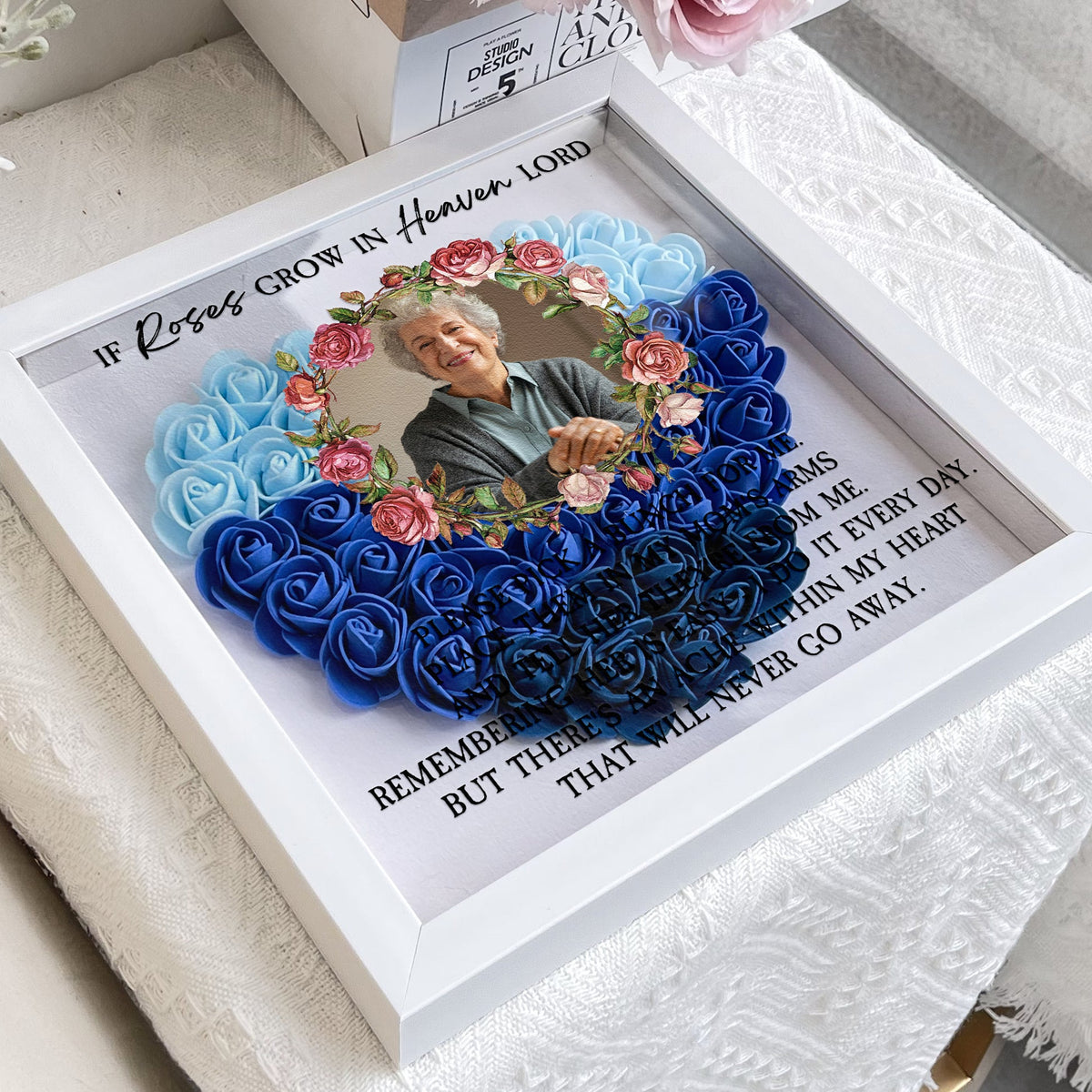 If Roses Grow In Heaven - Custom Flower Frame Box - Mother Memorial Gift