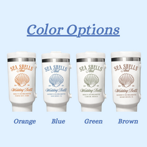 Seashells And Wedding Bells 40oz Tumbler, Custom Bachelorette Gift Beach, 40oz Insulated Cup Bridesmaid Proposal Gift Tumbler With Handle Bach