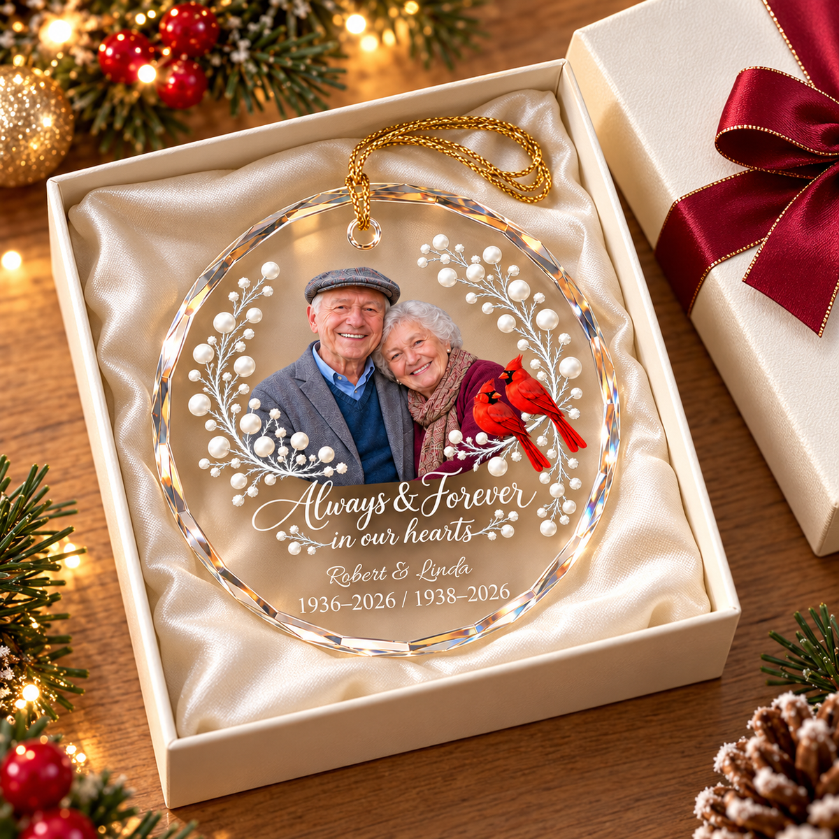 Personalized Sympathy Ornament for Parents, Custom Photo Remembrance Christmas Ornament, In Loving Memory Gift