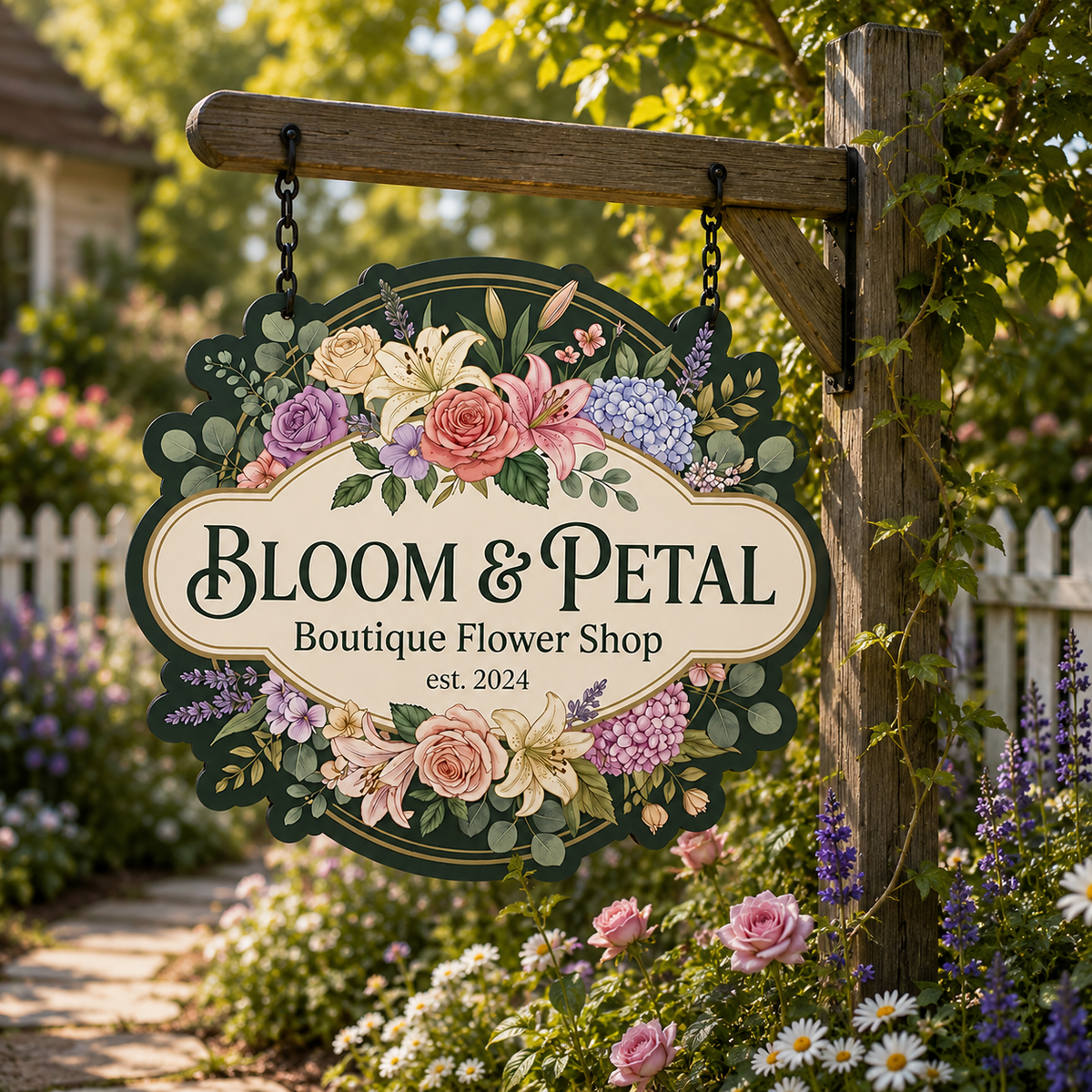 Boutique Flower Shop, Bloom & Petal Cut Metal Sign, Gift For Flower Shop, Gift For Business Owners