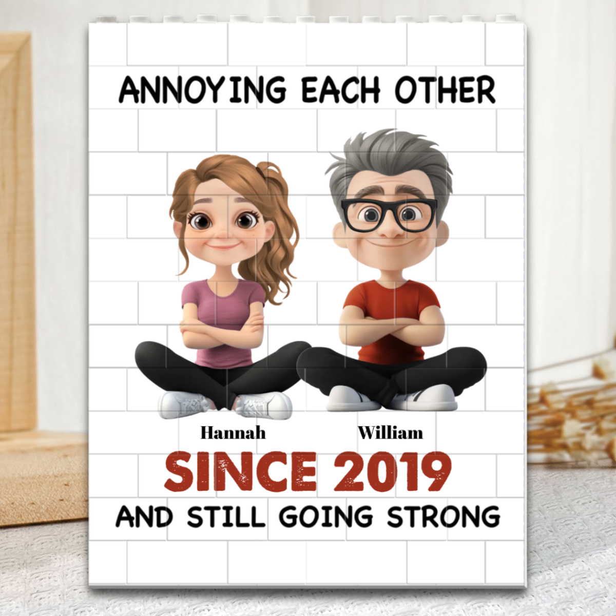Annoying Each Other And Still Going Strong - Personalized Building Block Puzzle - Gift For Couple