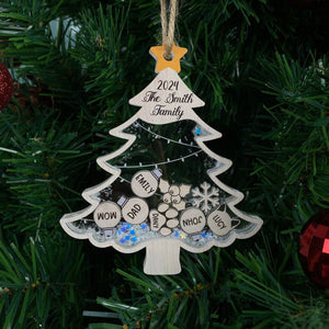 Christmas Tree With Family Member's Name - Personalized 4D Shaker Ornament - Christmas Gift For Family