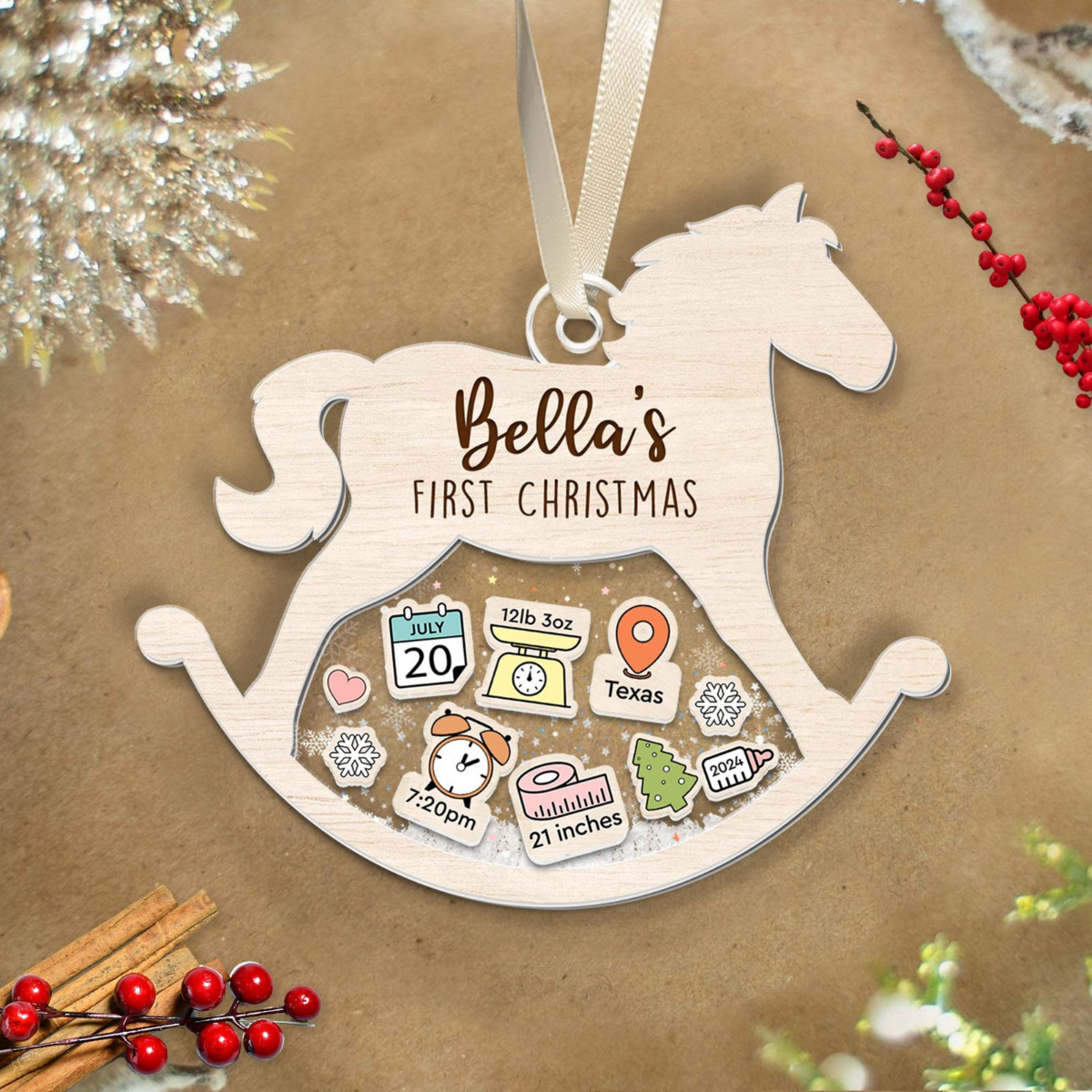 Custom Baby's 1st Christmas - Personalized 4D Shaker Ornament - Christmas Gift For Baby & Family